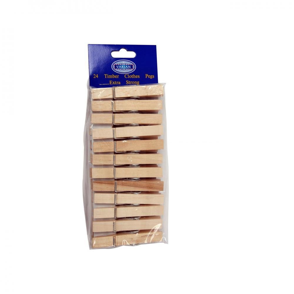 24 TIMBER CLOTHES PEGS
